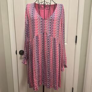 Simply Southern Lined Babydoll Drop Waist Blue Pink White Large Beach Easter